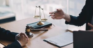 San Diego Criminal Defense Lawyer discussing legal options with a client during an initial consultation