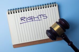 Bold RIGHTS text representing legal protections explained by a San Diego criminal defense attorney during criminal cases.